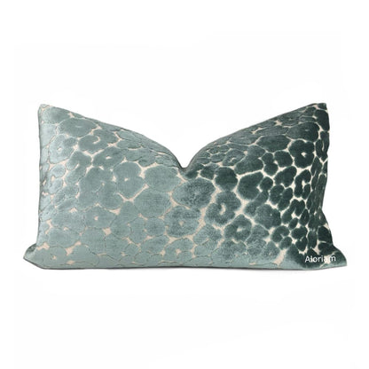 Phoebe Mineral Green Leopard Velvet Pillow Cover - Aloriam