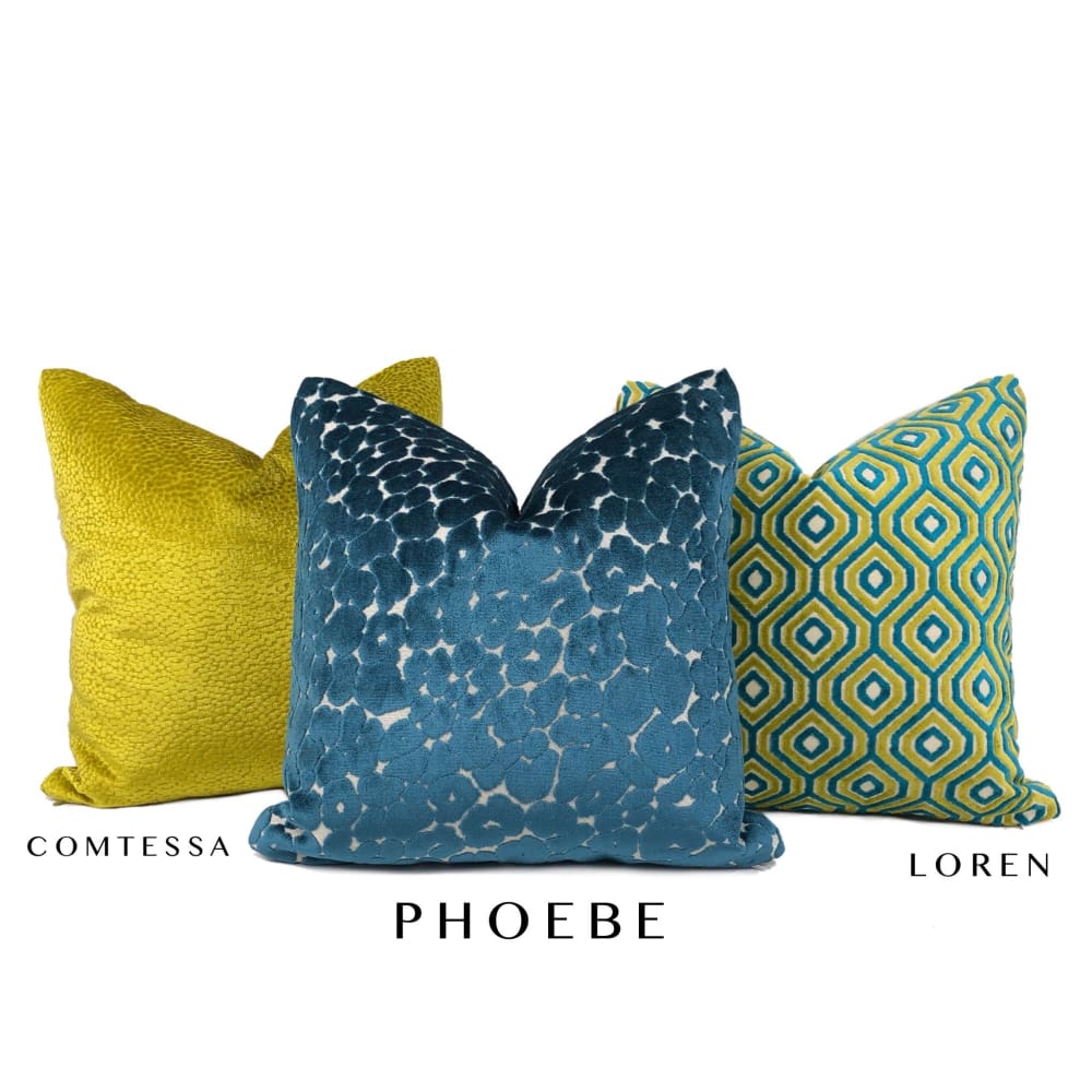 Phoebe Peacock Blue Leopard Velvet Pillow Cover - Aloriam