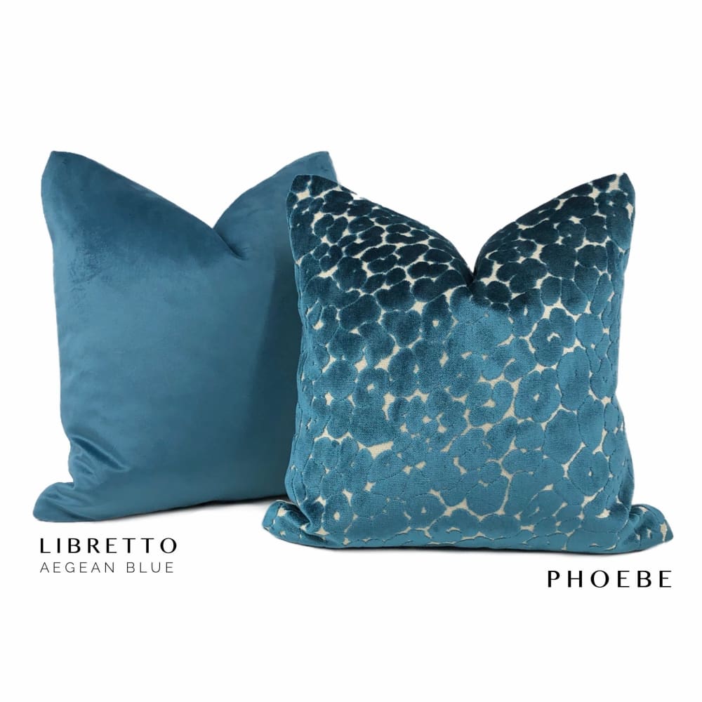 Phoebe Peacock Blue Leopard Velvet Pillow Cover - Aloriam