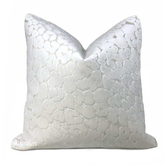 Phoebe Snow White Leopard Velvet Pillow Cover - Aloriam