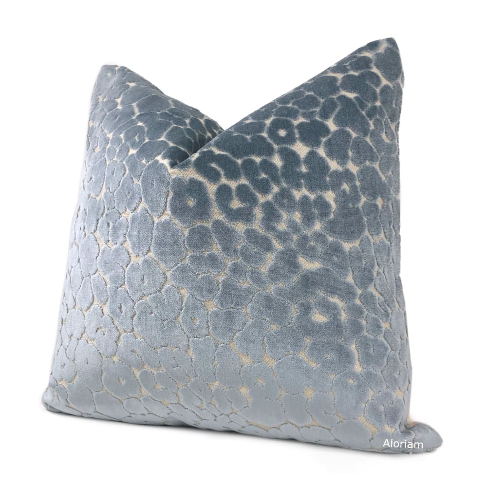 Phoebe Spa Blue Leopard Velvet Pillow Cover - Aloriam