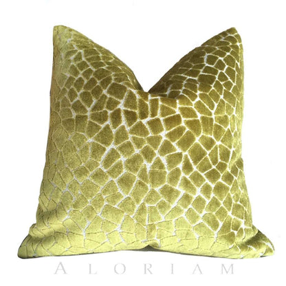 Pindler Soren Lime Green Mosaic Pattern Cut Velvet Pillow Cover