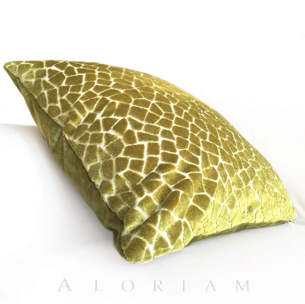 Pindler Soren Lime Green Mosaic Pattern Cut Velvet Pillow Case