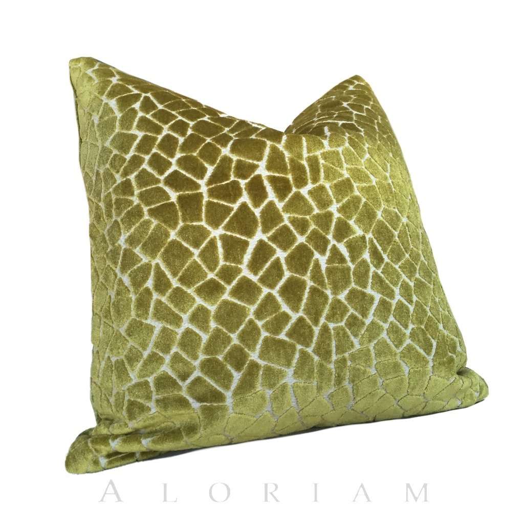 Pindler Soren Lime Green Mosaic Pattern Cut Velvet 20x20 Pillow Cover