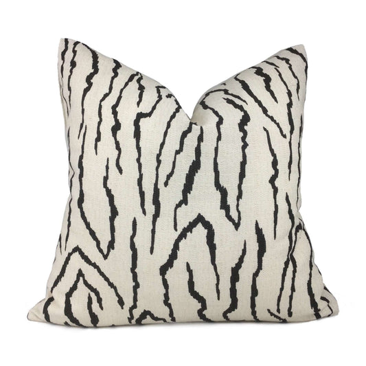 Pingvellir Onyx & Cream Abstract Linear Pillow Cover