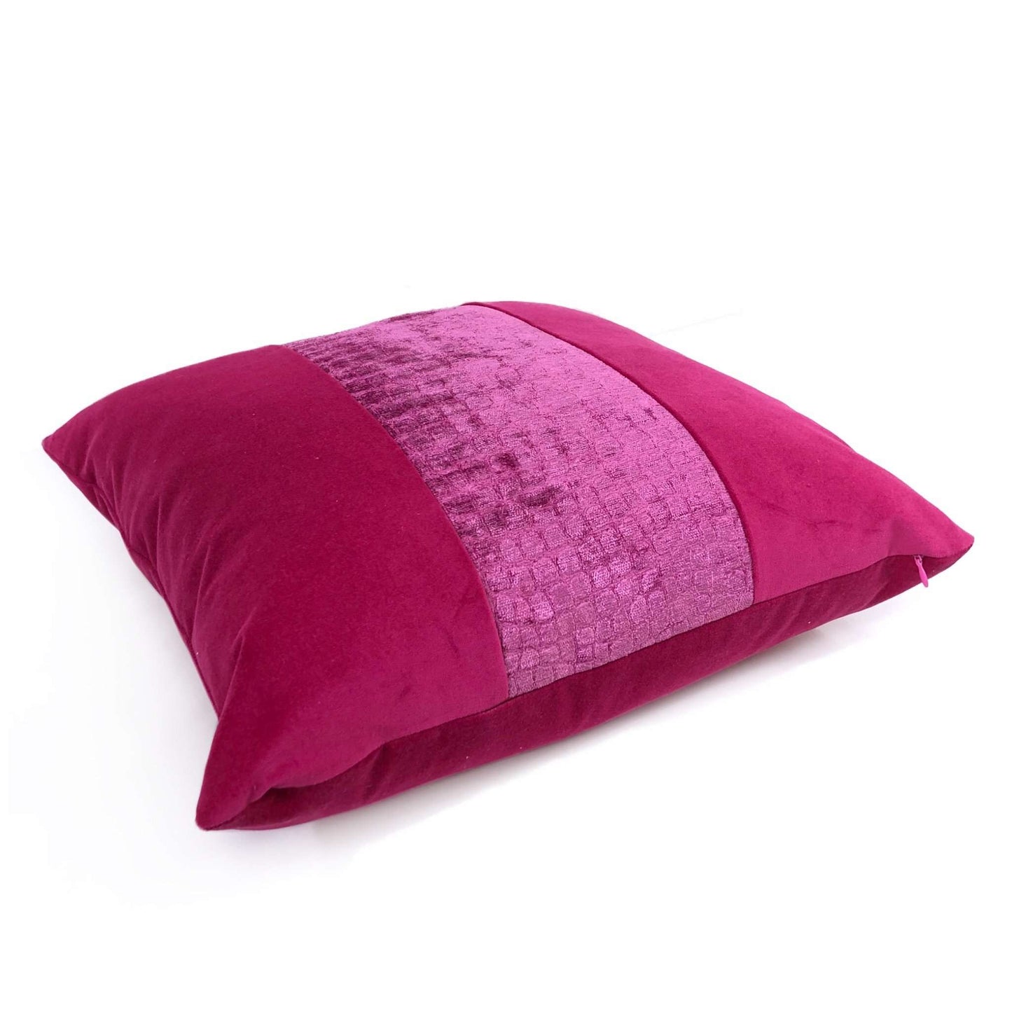 Pink Crocodile Panel Velvet Pillow Cover Cushion Pillow Case Euro Sham 16x16 18x18 20x20 22x22 24x24 26x26 28x28 Lumbar Pillow 12x18 12x20 12x24 14x20 16x26 by Aloriam