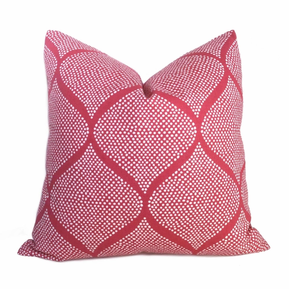 Pink White Ogee Dots Cotton Print Pillow Cover