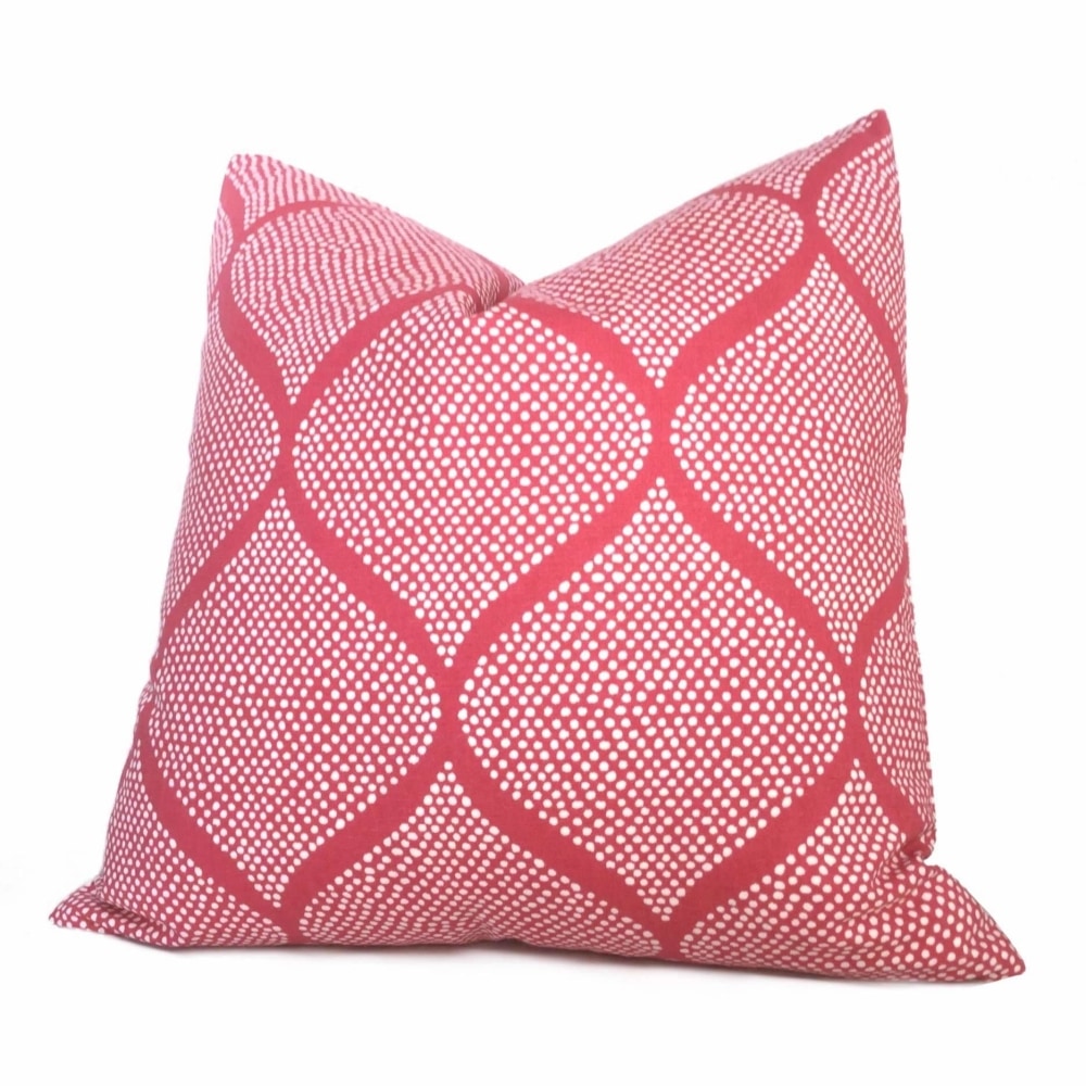 Pink White Ogee Dots Cotton Print Cushion Cover