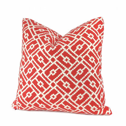 Pippa Red White Geometric Lattice Print Pillow Cover - Aloriam