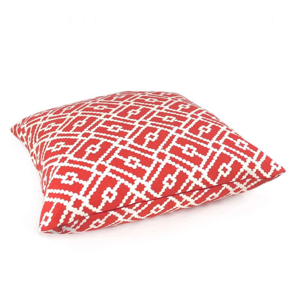 Pippa Red White Geometric Lattice Print Pillow Cover - Aloriam