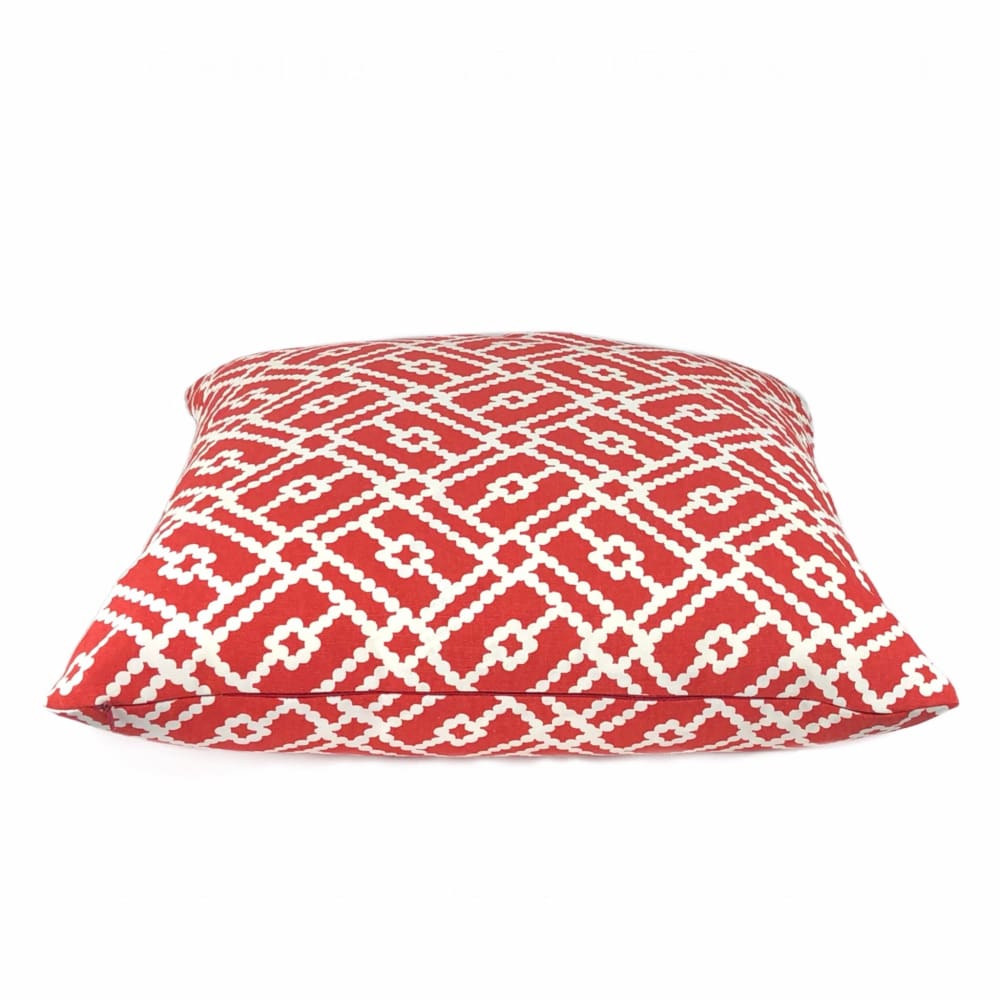 Pippa Red White Geometric Lattice Print Pillow Cover - Aloriam