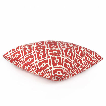 Pippa Red White Geometric Lattice Print Pillow Cover - Aloriam