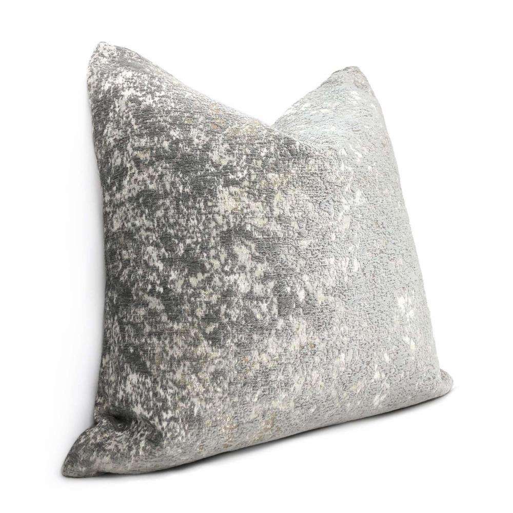 Ainsley Dove Gray Silver Patina Abstract Texture Lumbar Pillow 12x18 12x20 12x24 14x20 16x26