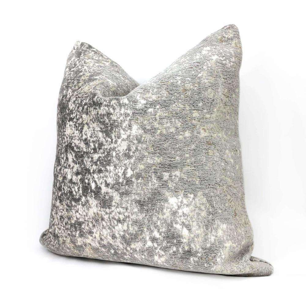 Ainsley Dove Gray Silver Patina Abstract Texture Throw Pillow 16x16 18x18 20x20 22x22