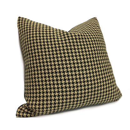 Ralph Lauren Cambrook Ebony Black Tan Houndstooth Pattern Pillow Cover by Aloriam