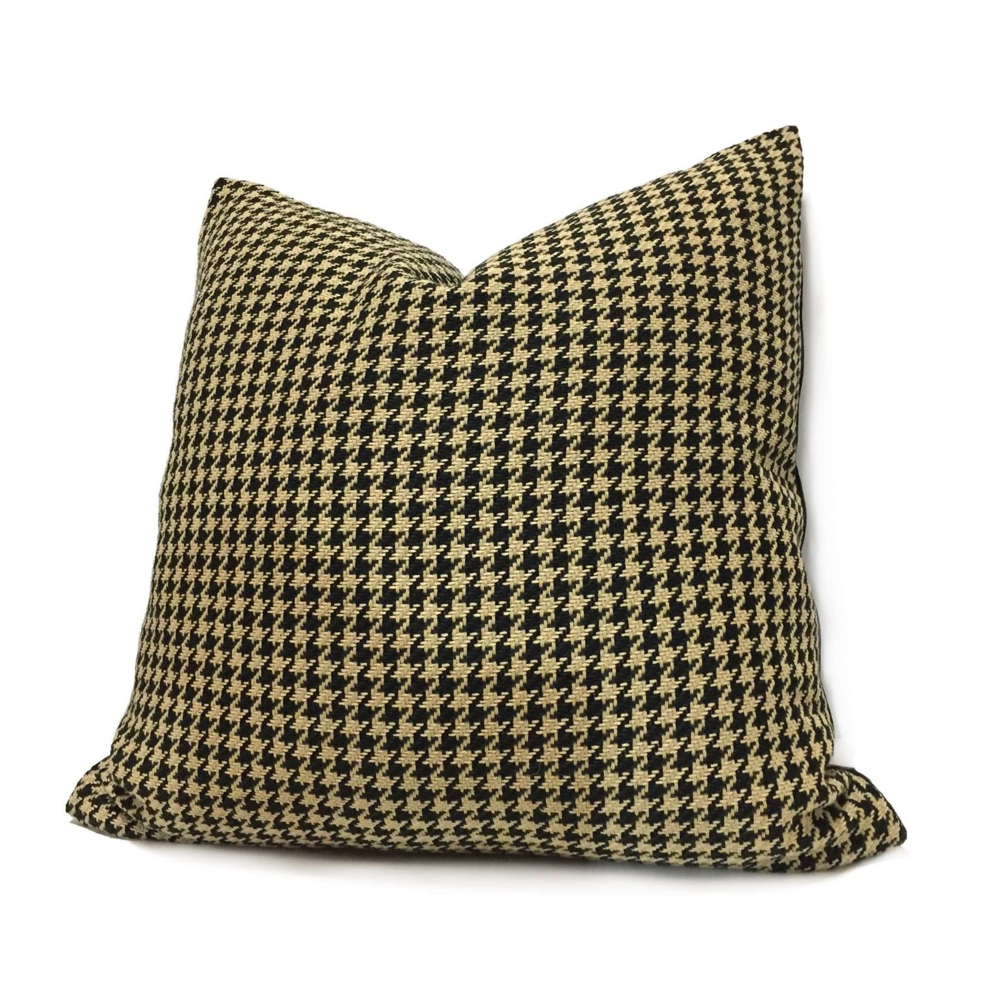 Ralph Lauren Cambrook Ebony Black Tan Houndstooth Pattern Pillow Cover by Aloriam