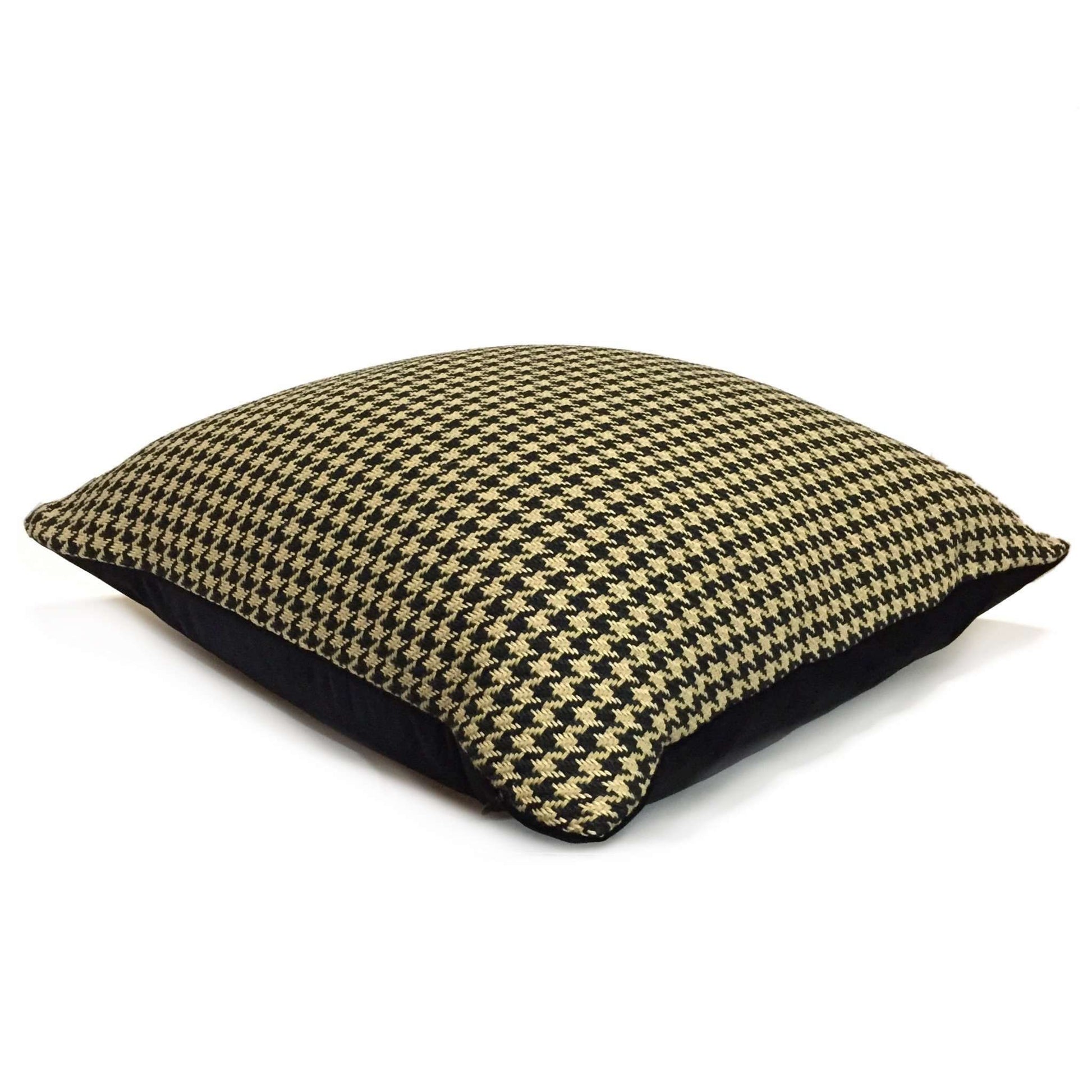 Ralph Lauren Cambrook Ebony Black Tan Houndstooth Pattern Pillow Cover by Aloriam