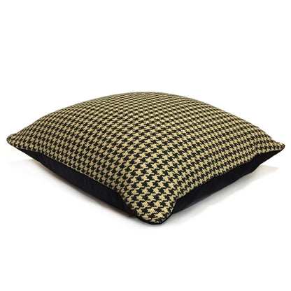 Ralph Lauren Cambrook Ebony Black Tan Houndstooth Pattern Pillow Cover by Aloriam