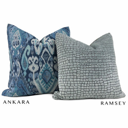 Ramsey Mineral Blue Pebble Texture Chenille Pillow Cover - Aloriam