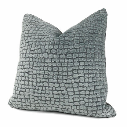 Ramsey Mineral Blue Pebble Texture Chenille Pillow Cover - Aloriam