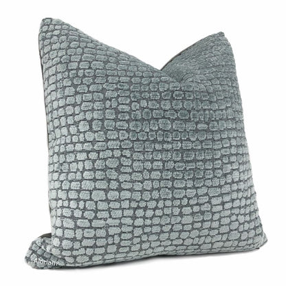 Ramsey Mineral Blue Pebble Texture Chenille Pillow Cover - Aloriam