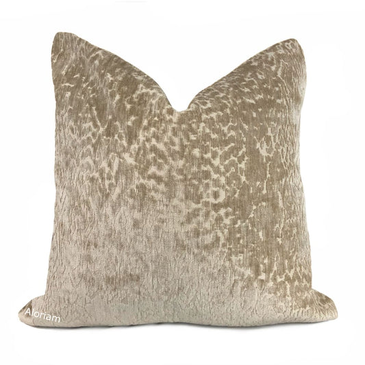 Regis Driftwood Brown Leopard Textured Chenille Pillow Cover - Aloriam