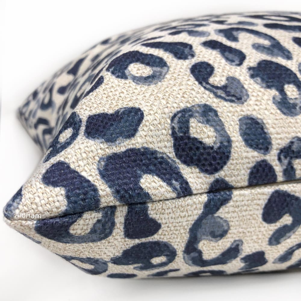 Rex Navy Blue Leopard Print Pillow Cover - Aloriam