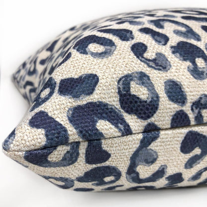 Rex Navy Blue Leopard Print Pillow Cover - Aloriam