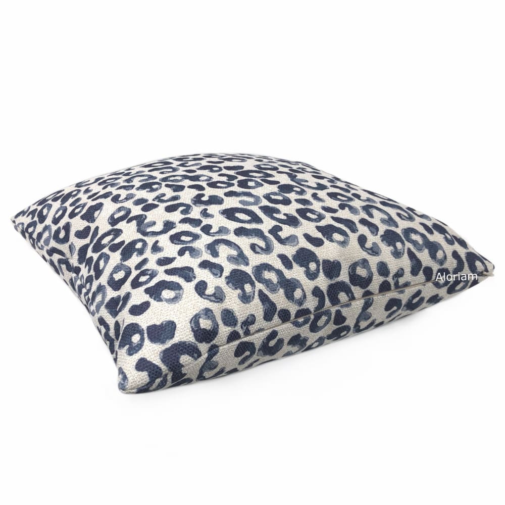 Rex Navy Blue Leopard Print Pillow Cover - Aloriam