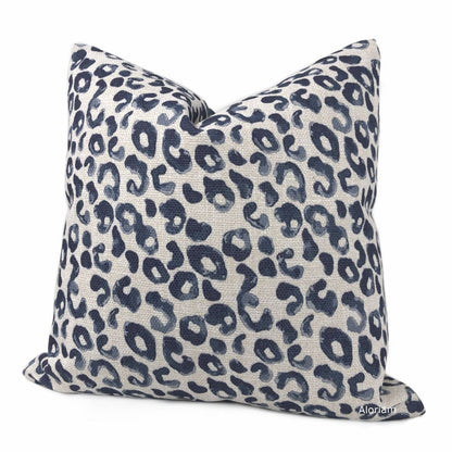 Rex Navy Blue Leopard Print Pillow Cover - Aloriam