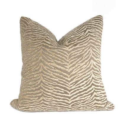 Rhea Two Tone Cafe au Lait Animal Stripe Chenille Pillow Cover