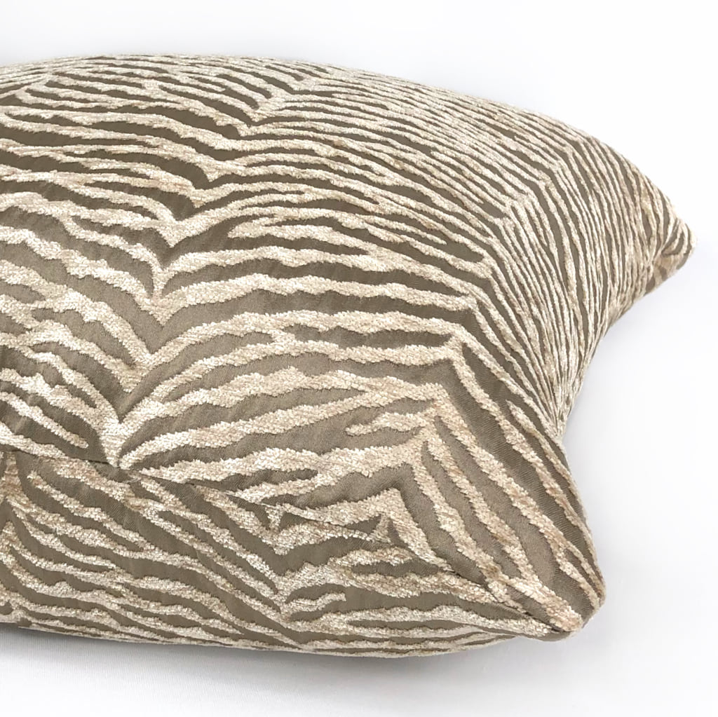 Rhea Two Tone Cafe au Lait Animal Stripe Chenille Pillow Cover