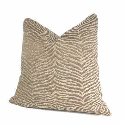 Rhea Two Tone Cafe au Lait Animal Stripe Chenille Pillow Cover