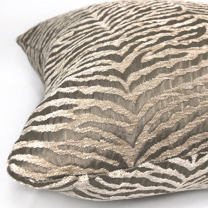 Rhea Two Tone Cafe au Lait Animal Stripe Chenille Pillow Cover