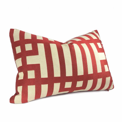 Rialto Red Beige Geometric Lattice Pillow Cover - Aloriam