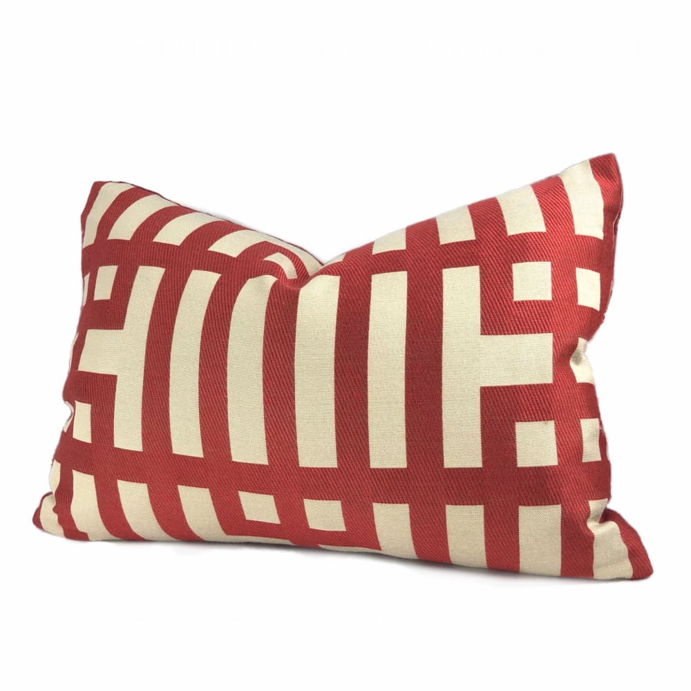 Rialto Red Beige Geometric Lattice Pillow Cover - Aloriam