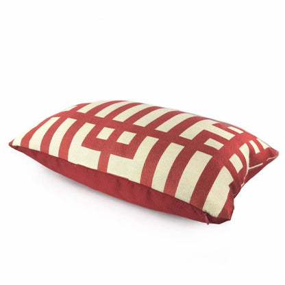 Rialto Red Beige Geometric Lattice Pillow Cover - Aloriam