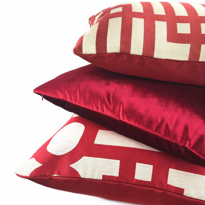 Rialto Red Beige Geometric Lattice Pillow Cover - Aloriam