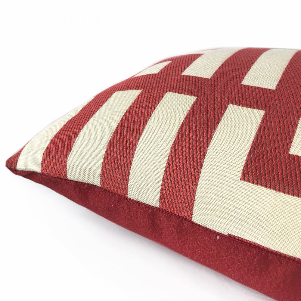 Rialto Red Beige Geometric Lattice Pillow Cover - Aloriam