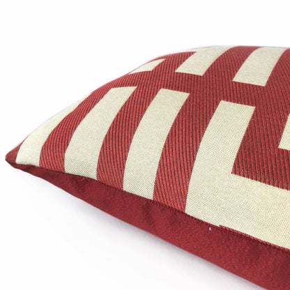 Rialto Red Beige Geometric Lattice Pillow Cover - Aloriam