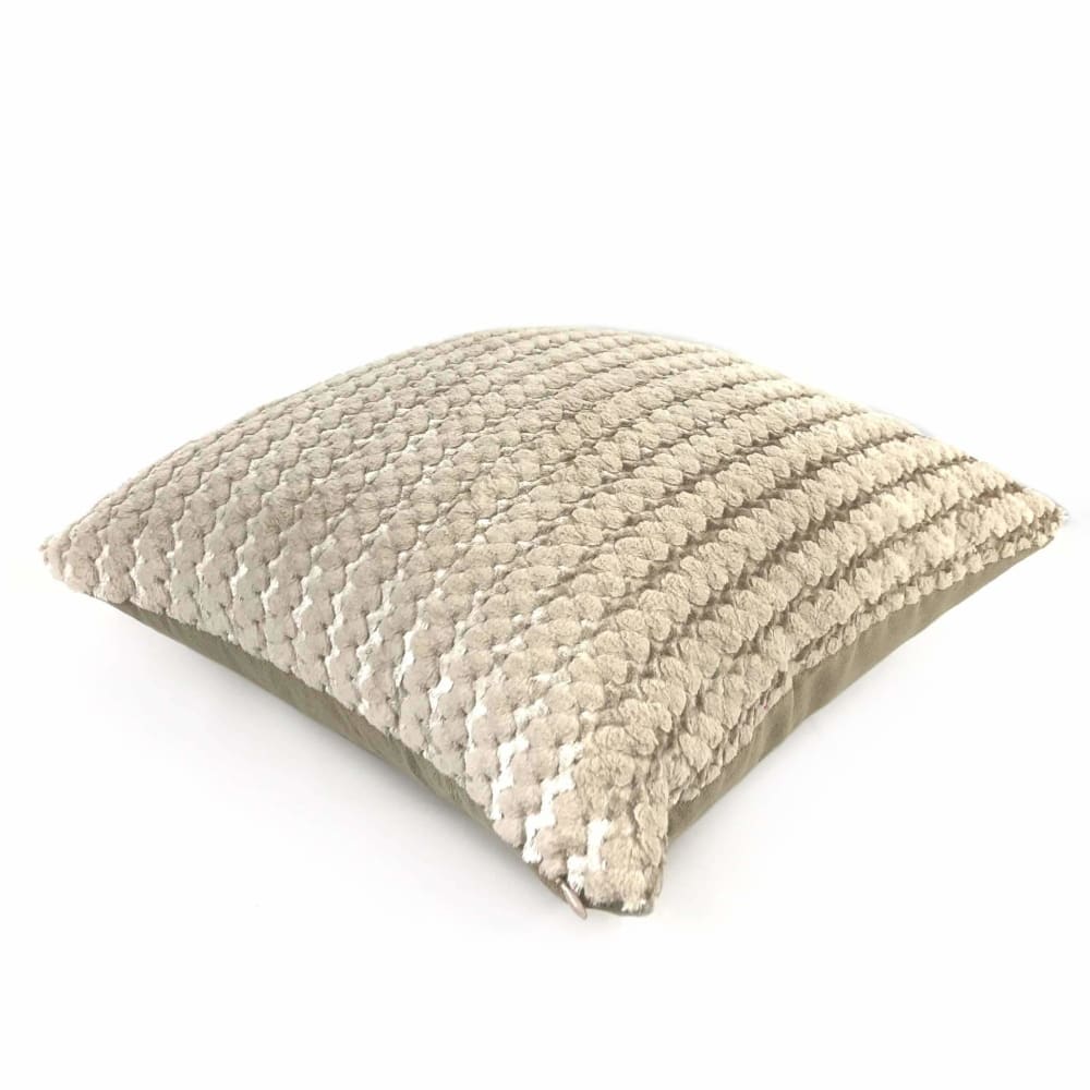 Ripley Oatmeal & Metallic Silver Two Tone Squiggle Stripe Velvet Pillow Cover - Aloriam