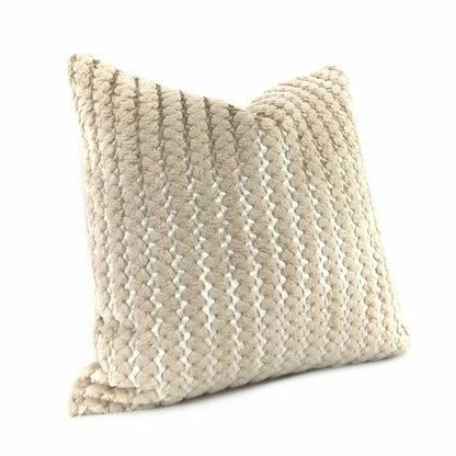 Ripley Oatmeal & Metallic Silver Two Tone Squiggle Stripe Velvet Pillow Cover - Aloriam