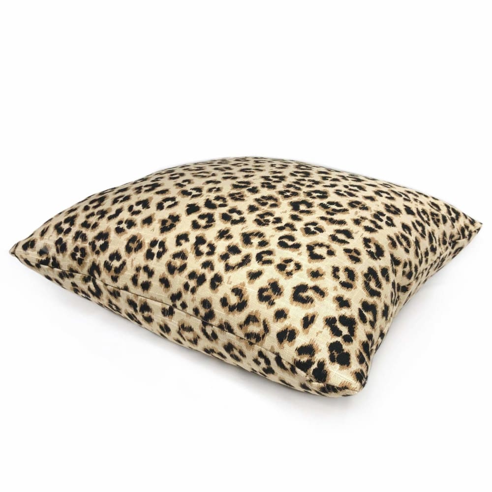 Riva Tan Beige & Dark Brown Leopard Print Linen Pillow Cover