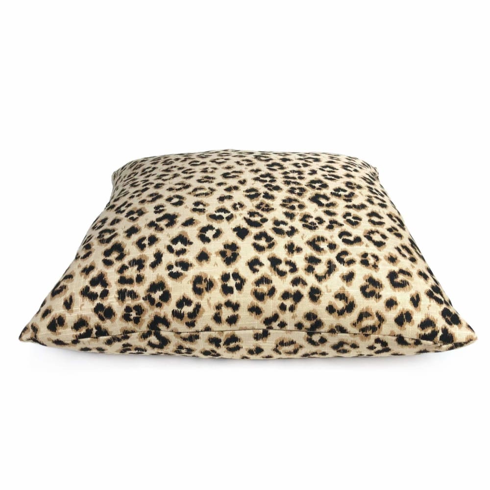 Riva Tan Beige & Dark Brown Leopard Print Linen Pillow Cover