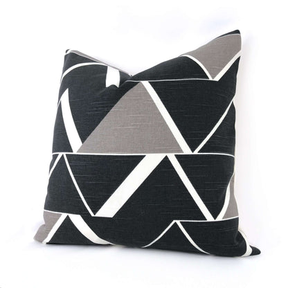 Riverton Modern Geometric Charcoal Gray White Taupe Pillow Sham Cushion Cover 16x16 18x18 20x20 22x22 24x24 26x26 28x28