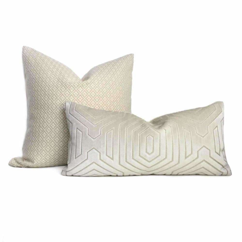 Robert Allen Beacon Hill Primo Cream Contoured Velvet Pillow Cover - Aloriam