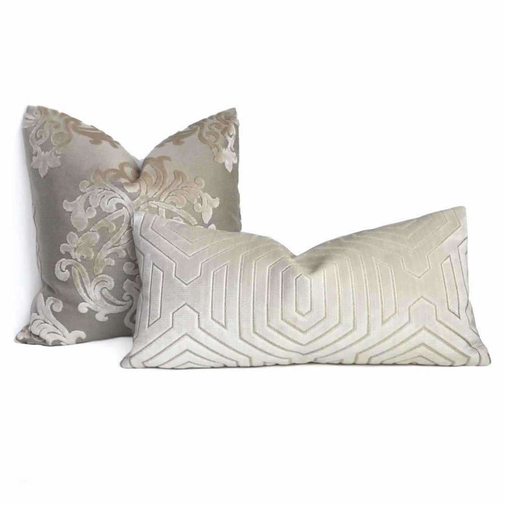 Robert Allen Beacon Hill Primo Cream Contoured Velvet Pillow Cover - Aloriam