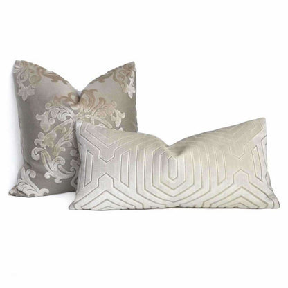 Robert Allen Beacon Hill Primo Cream Contoured Velvet Pillow Cover - Aloriam