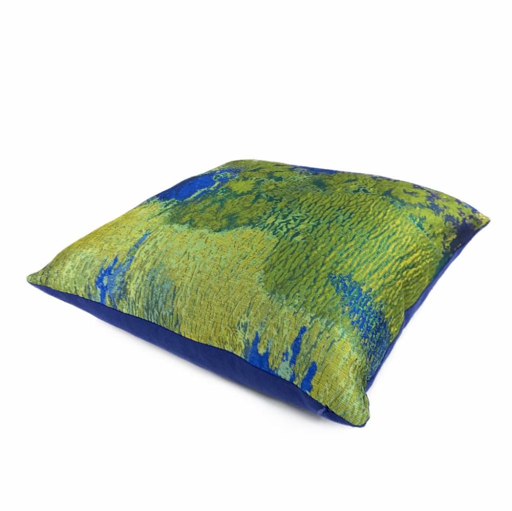 Robert Allen Beacon Hill Provocation Green Blue Silk Textile Art Pillow Cover - Aloriam