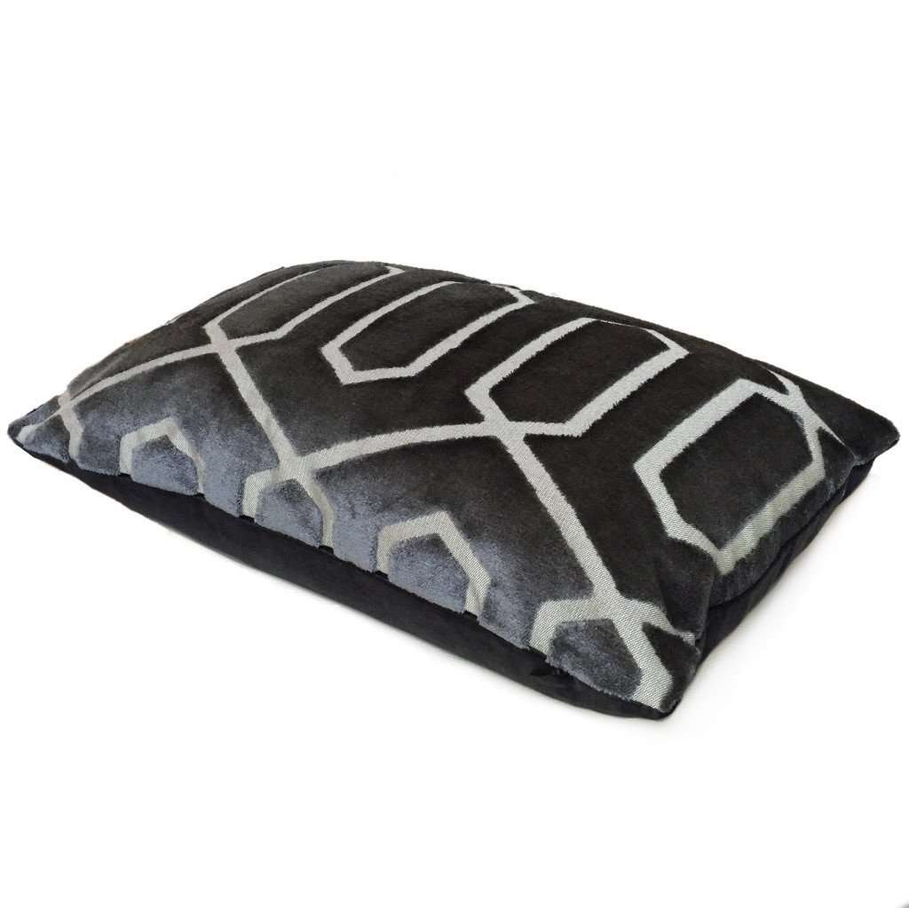 Robert Allen Bengal Lattice Charcoal Gray Geometric Italian Cut Velvet Pillow Cover